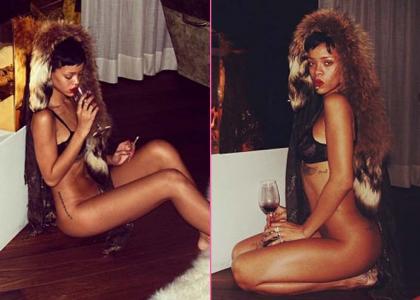 rihanna-without-panties-in-front-of-fireplace