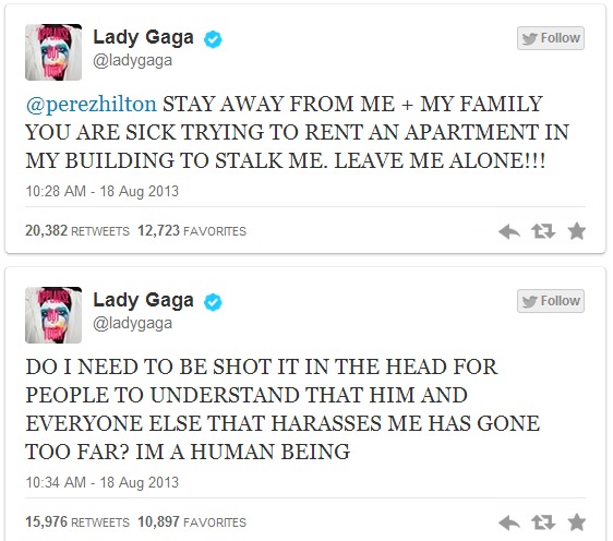 Lady Gaga Calls Out Perez Hilton On Twitter, Accuses Him Of Stalking